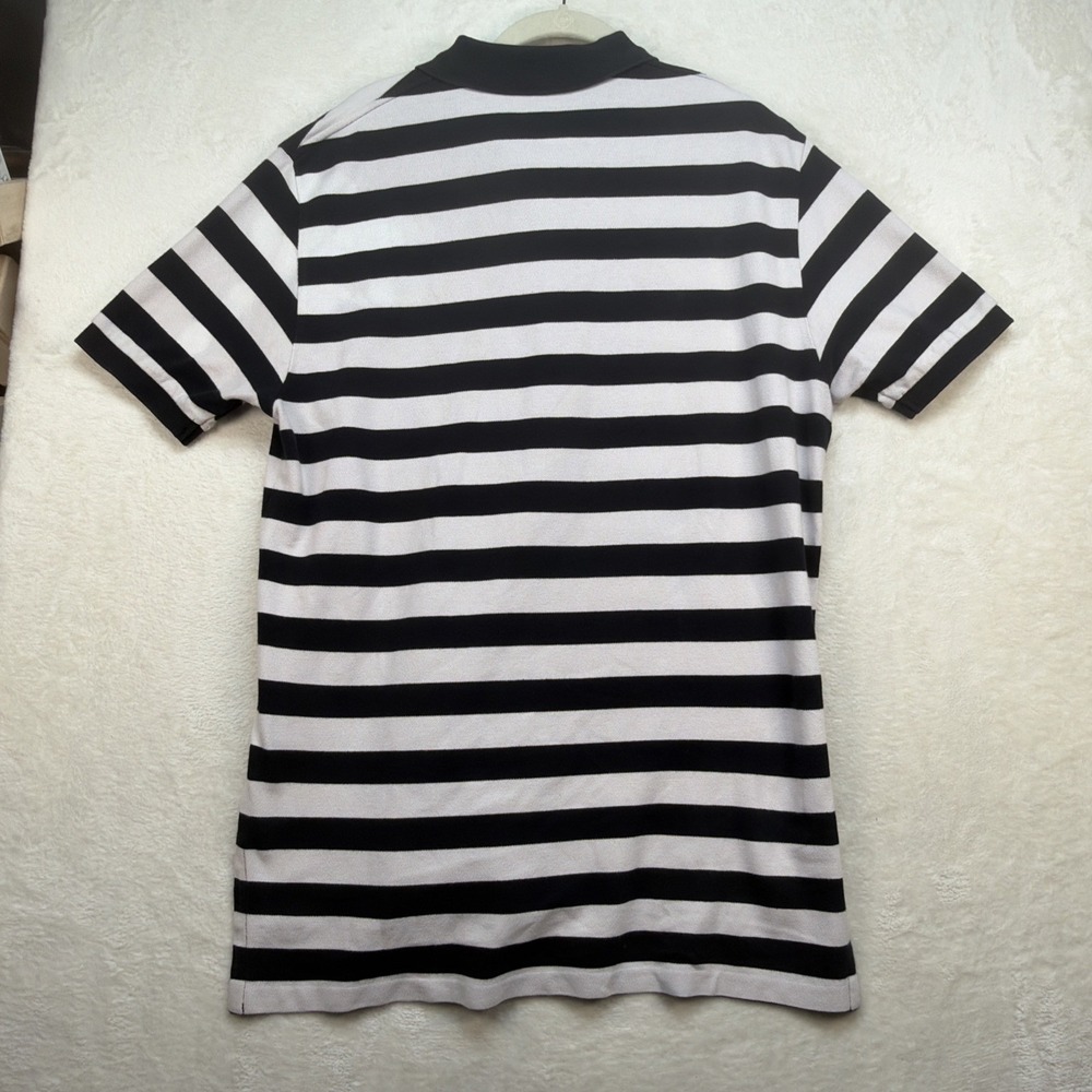 Polo Ralph Lauren Striped Polo Shirt Mens Large Black White Preppy Rugby - Picture 6 of 7